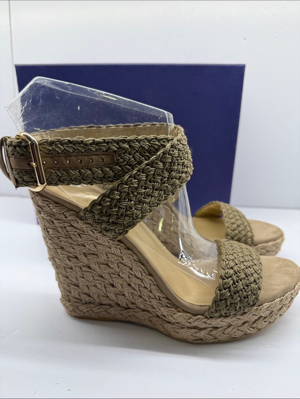 Stuart Weitzman Olive Woven Espadrille Wedges